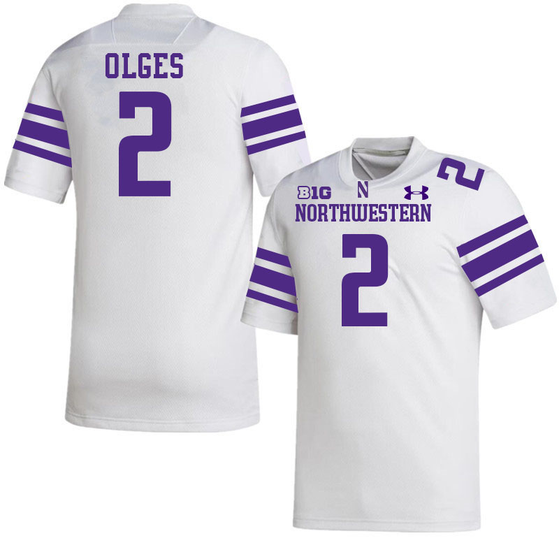 Northwestern Wildcats #2 Duke Olges College Football Jerseys Stitched-White